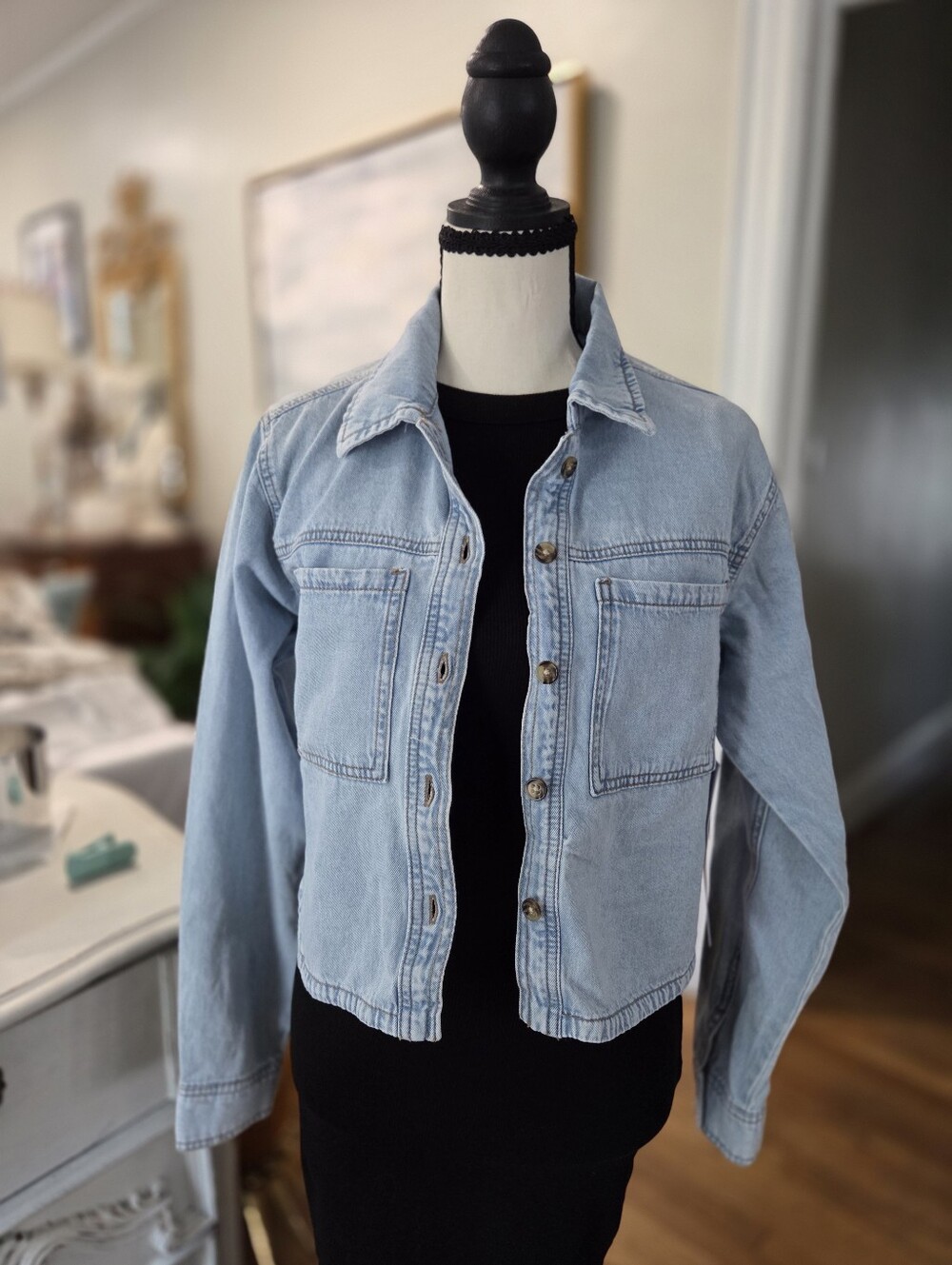Celebrity Pink Denim Top | Size Small
